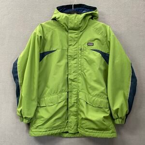 Patagonia Kids Infurno Jacket Coat L Green Fleece Lined Hood Water Repellent